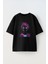 Unisex Mob Psycho 100 Tasarım Baskılı Pamuk Sıyah Oversize T-Shirt 1