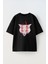 Unisex Devil Cat Tasarım Baskılı Pamuk Sıyah Oversize T-Shirt 1