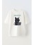Unisex A Hacker Cat Tasarım Baskılı Pamuk Beyaz Oversize T-Shirt 1