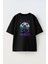 Unisex Swordmaster Tasarım Baskılı Pamuk Sıyah Oversize T-Shirt 1