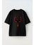 Unisex Anka Kuşu ve Ninja Yıldızı Tasarım Baskılı Pamuk Sıyah Oversize T-Shirt 1