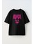 Unisex Pink Gangster Tasarım Baskılı Pamuk Sıyah Oversize T-Shirt 1