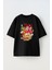 Unisex Sunger Bob Patrick Tasarım Baskılı Pamuk Sıyah Oversize T-Shirt 1