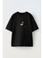 Unisex Bıcaklı Civciv Tasarım Baskılı Pamuk Sıyah Oversize T-Shirt 1