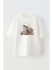 Unisex Kopekle Selfie Tasarım Baskılı Pamuk Beyaz Oversize T-Shirt 1