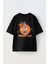 Unisex Space Jam Bugs Bunny Tasarım Baskılı Pamuk Sıyah Oversize T-Shirt 1