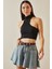 Siyah Arkası Düğmeli Crop Bluz 5YXK2-48727-02 1