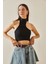 Siyah Arkası Düğmeli Crop Bluz 5YXK2-48727-02 3