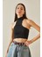 Siyah Arkası Düğmeli Crop Bluz 5YXK2-48727-02 4