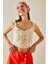 Bej Fırfırlı Askılı Crop Bluz 5YXK2-48797-25 4