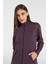 Kadın Sweatshirt Fermuarlı Dik Yaka Mor Renk Rahat Kesim Sonbahar Kış İçin 2