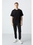 Siyah Pamuklu Kalın Yumuşak Dokulu Oversize Fit Basic Erkek Eşofman Takım - 85261 1