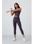 Antrasit Yüksek Bel Kapri-Crop Atlet Slim Fit Kadın Tayt Takım - 95284 1