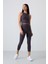 Antrasit Yüksek Bel Kapri-Crop Atlet Slim Fit Kadın Tayt Takım - 95284 5