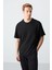 Siyah Pamuklu Kalın Yumuşak Dokulu Oversize Fit Basic Erkek Eşofman Takım - 85261 4