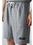 Gri Melanj Pamuklu Kalın Yumuşak Dokulu Oversize Fit Basic Erkek Şort Takım - 85259 4