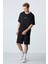 Siyah Pamuklu Kalın Yumuşak Dokulu Oversize Fit Basic Erkek Şort Takım - 85259 1