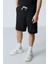 Siyah Pamuklu Kalın Yumuşak Dokulu Oversize Fit Basic Erkek Şort Takım - 85259 4