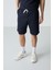 Lacivert Pamuklu Kalın Yumuşak Dokulu Comfort Fit Basic Erkek Şort Takım - 85257 2