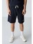 Lacivert Pamuklu Kalın Yumuşak Dokulu Oversize Fit Basic Erkek Şort Takım - 85259 4