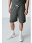 Haki Pamuklu Kalın Yumuşak Dokulu Oversize Fit Basic Erkek Şort Takım - 85259 3