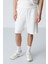Ekru Pamuklu Kalın Yumuşak Dokulu Oversize Fit Basic Erkek Şort Takım - 85258 2