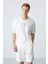 Ekru Pamuklu Kalın Yumuşak Dokulu Oversize Fit Basic Erkek Şort Takım - 85258 4