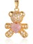 VC414X3 3 Adetlot Ayı Pembe Zirkon Dıy Takı Kolye Yüksek Li Yunus Pirinç Cz Kadın Charms Kolye Yapımı Kolye (Yurt Dışından) 2