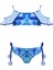 Halter Yaka Fırfırlı Yıldız Baskılı Ponpon Detaylı 50UV Kız Çocuk Bikini Takımı BY NESSI BYRD 1
