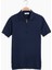 Erkek Lacivert Pamuk Yarım Fermuarlı Polo Triko Tişört 6