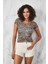 Leopar Kare Yaka Kısa Kollu Slimfit Basic Body 27327 3