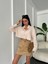Oranj Keten Neon Çizgili Crop Gömlek 25417 2