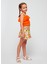 Kız Çocuk Asimetrik Üst Şort Takım Turuncu 3262 2