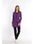 Kadın Mor İki İplik Kumaş Cepli Bisiklet Yaka Taşlı Boncuklu Fermuarlı Tunik Takım - 7461 3