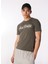 Slim Fit Önü Baskı Yazılı O Yaka Pamuklu Erkek Tişört 232LCM242041 Nero 3