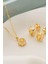 925 Ayar Gümüş Kasım Ayı Doğum Taşı ( Citrine ) Kolye - Küpe Seti 1