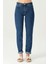 Orta Mavi Yüksek Bel Patı Fermuarlı Slim Fit Jean Pantolon C 4934-009 2