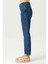 Orta Mavi Yüksek Bel Patı Fermuarlı Slim Fit Jean Pantolon C 4934-009 3