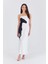 Zishan Saten At Grafikli Maxi Slip Elbise Özel Tasarım Siyah Beyaz Kadın Ryn-004 5