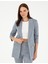 Kadın İndigo Slim Fit Keten Karışımlı Ceket 50282104-VR028 1
