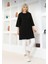 Kadın Oversize Rahat Kalıp Kısa Kol Düz Basic Yandan Yırtmaçlı Içlik T-Shırt 1