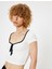 Crop Tişört Bağlama Detaylı Kısa Kollu Slim Fit 1