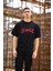 Bisiklet Yaka Baskılı Oversize T-Shirt - Siyah 1
