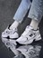 Kadın 530 Bağcıklı Ortopedik Triko Spor Sneaker Ayakkabı Beyaz- Siyah 1