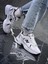 Kadın 530 Bağcıklı Ortopedik Triko Spor Sneaker Ayakkabı Beyaz- Siyah 3