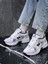 Kadın 530 Bağcıklı Ortopedik Triko Spor Sneaker Ayakkabı Beyaz- Siyah 4
