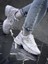 Kadın 530 Bağcıklı Ortopedik Triko Spor Sneaker Ayakkabı Beyaz 4