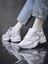Kadın 530 Bağcıklı Ortopedik Triko Spor Sneaker Ayakkabı Beyaz 1