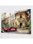 Ferrari Glass Wall Art - Italyan Villa Önünde Klasik Kırmızı Ferrari - Ferrari, Cam Sanatı, Duvar Dekorasyonu, Ev Dekorasyonu, 45X30 1