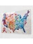 Amerika Haritası Cam Duvar Sanatı - Amerika Birleşik Devletleri Haritası, Modern Sanat, Cam Duvar Sanatı, Duvar Dekorasyonu, 45X30 1